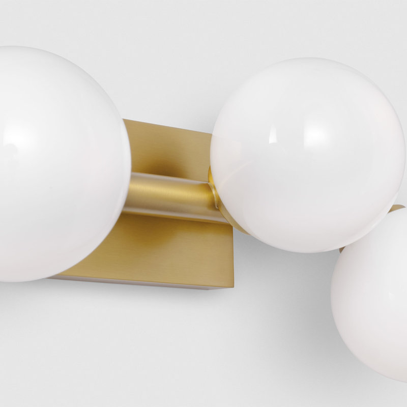 Sean Lavin Altair Bathroom Bedroom Wall Fixture With Milk Shade, Burnished Brass, 3 Lights, 6.25" H x 16" W x 5.125" D