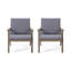 Chaises club d'extérieur en bois d'acacia avec coussins (ensemble de 2)
