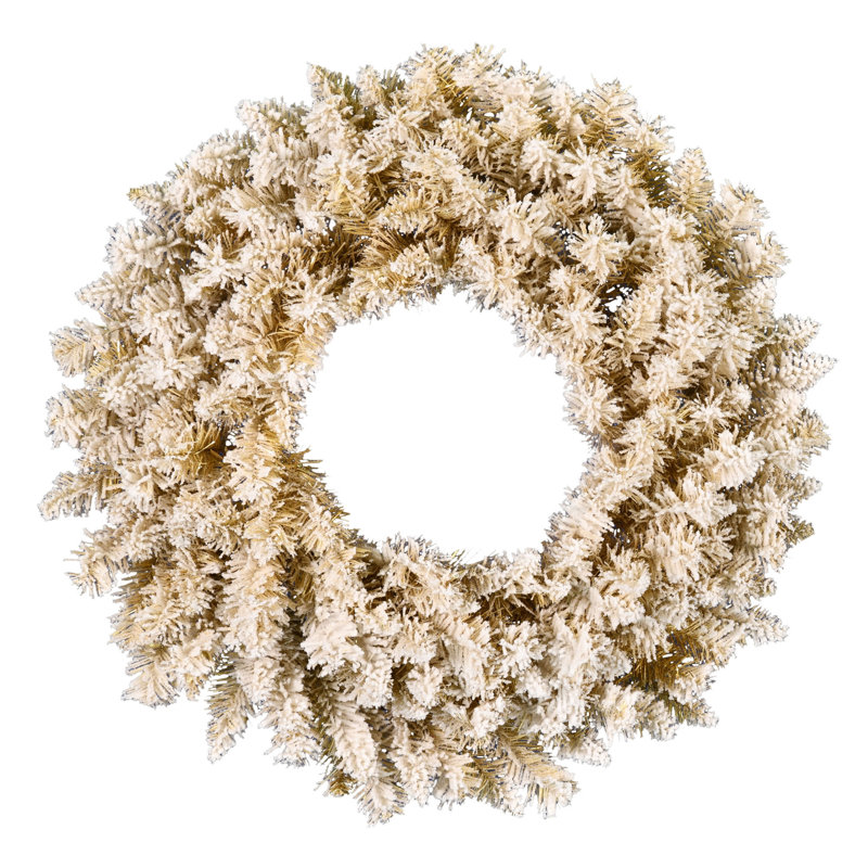 Couronne de sapin artificielle givrée, Argent, H 36 po x l 36 po x P 3 po