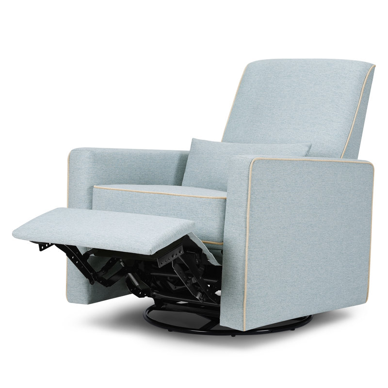 Heathered Blue Swivel Recliner with Cream Piping