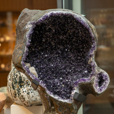 Genuine Amethyst Crystal Cluster Geode On Stand (153 )