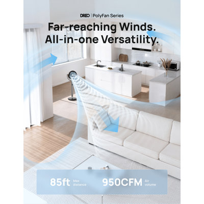 DREO Pedestal Fan With Remote, 42 In. Quiet Standing Fan For Home Bedroom, 120° Oscillating Floor Fan In Grey