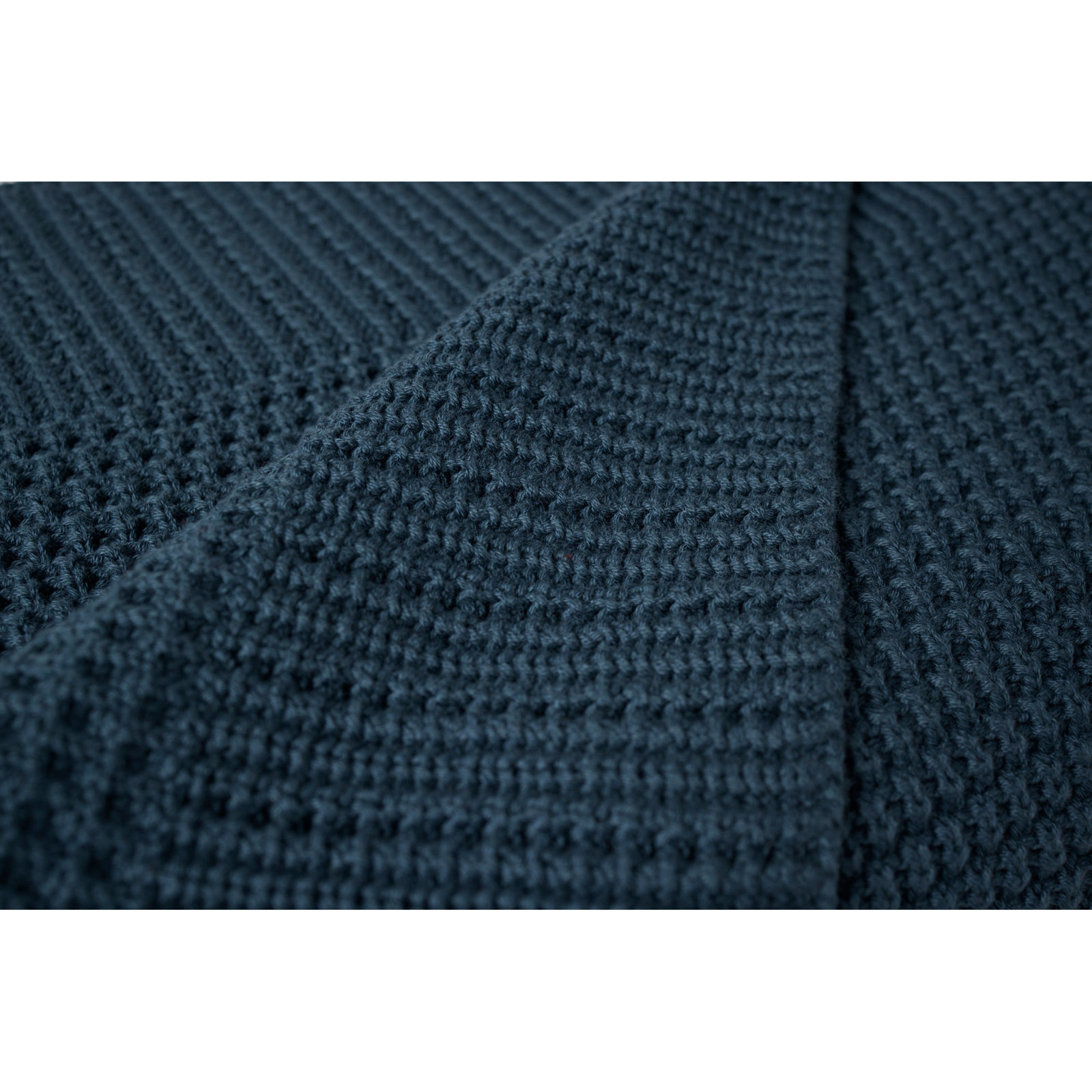 Avalon Cotton Knitted Throw Blanket, Twilight Blue