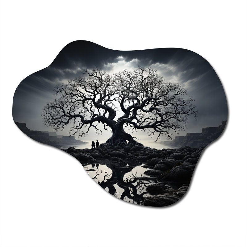 «The Contrast Tree Monicol II», impression murale en métal asymétrique traditionnelle, H 27 po x l 35 po x P 1 po