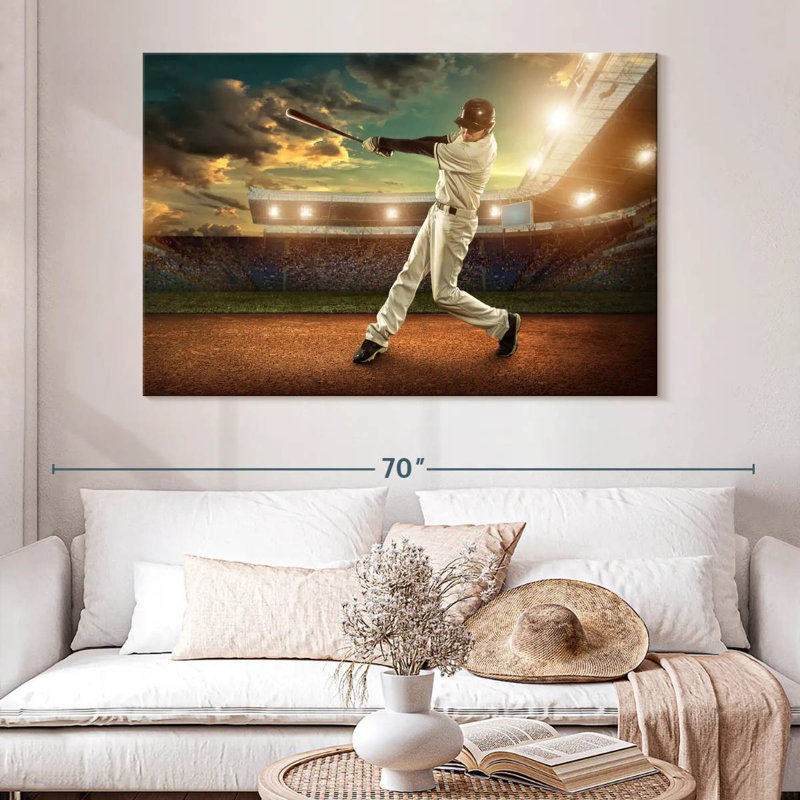 Joueur de baseball Sireci en action, H 34 po x l 51 po