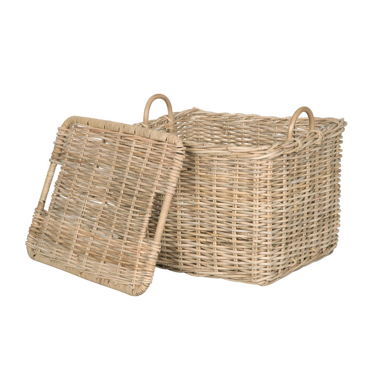 Rosecliff Heights Boyden Rattan Basket, 18" H x 21" W x 17" D