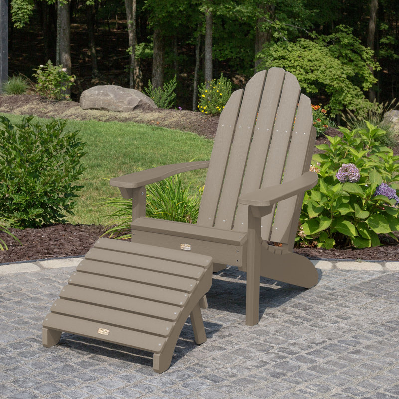 Chaise Adirondack en plastique avec repose-pieds Hinz, Brun