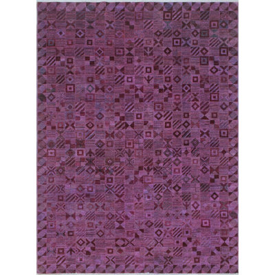Tapis unique en laine noué à la main mauve de 8 pi 3 po x 10 pi 9 po Madray
