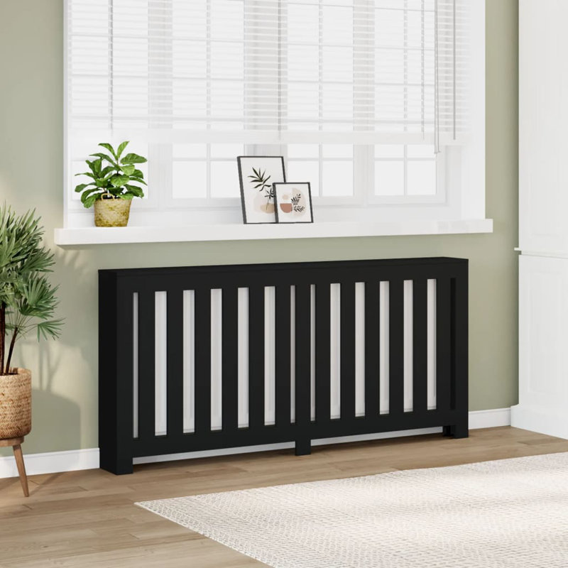 Extra Large Radiator Cover, Black, 175 x 20 x 82 cm, Vertical Slats