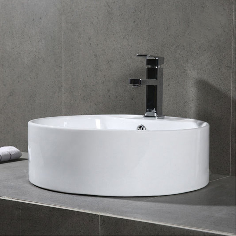 Mira White Ceramic Round Vessel Sink with Overflow Drain