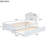 White Twin Size Wood Bed With Headboard And Efficient Trundle Platform Magnificent Space,-1006863949