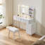 Bureau de meuble-lavabo peu encombrant avec lumières DEL, miroir et coiffeuse à 4 tiroirs-1193993885