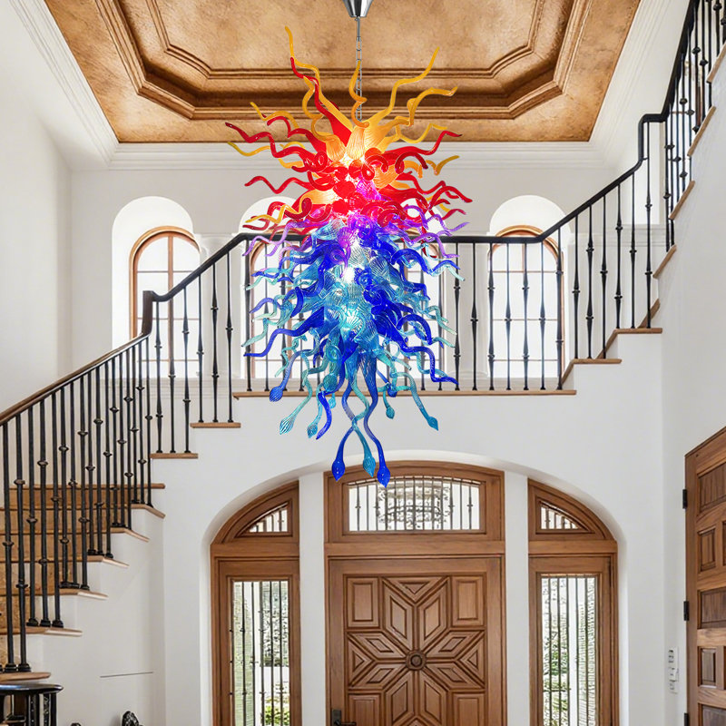 Lustre en verre soufflé à la main multicolore de style Murano avec ampoules DEL, 13