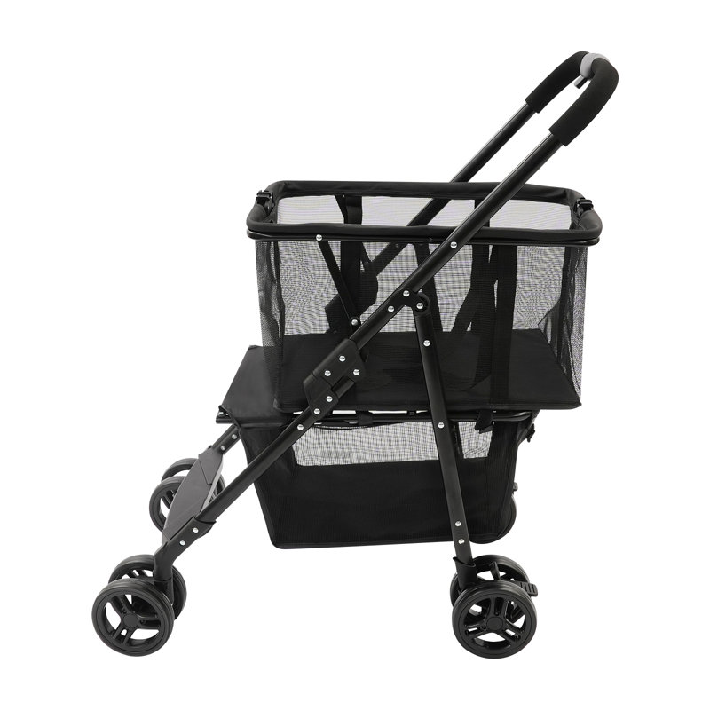Chariot de magasinage pliable à 2 niveaux