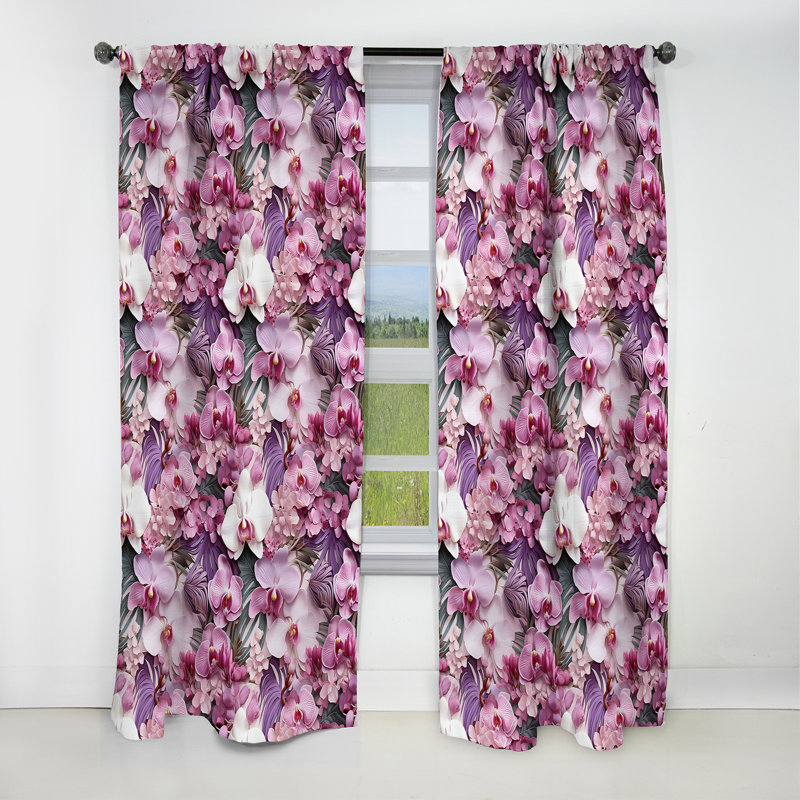 Motif tropical Orchid Dreams - Rideau floral - Rideau occultant floral - 1 panneau, L 52 po x L 120 po