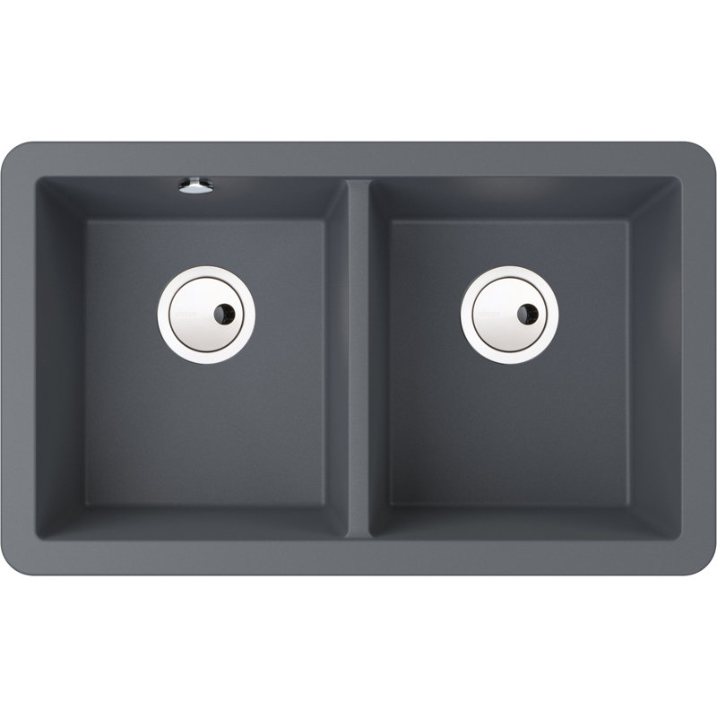 Abode Designs Matrix 460mm W Double Bowl Granite Kitchen Sink, Grey