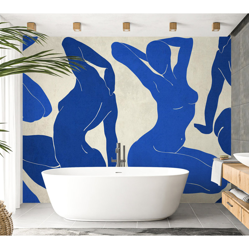 Murale abstraite pelez et collez - style Matisse femmes, L 68 po x l 96 po