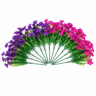 Fleurs artificielles pour plantes artificielles d'extérieur, 12 faisceaux artificiels fuchsia Morning Glory