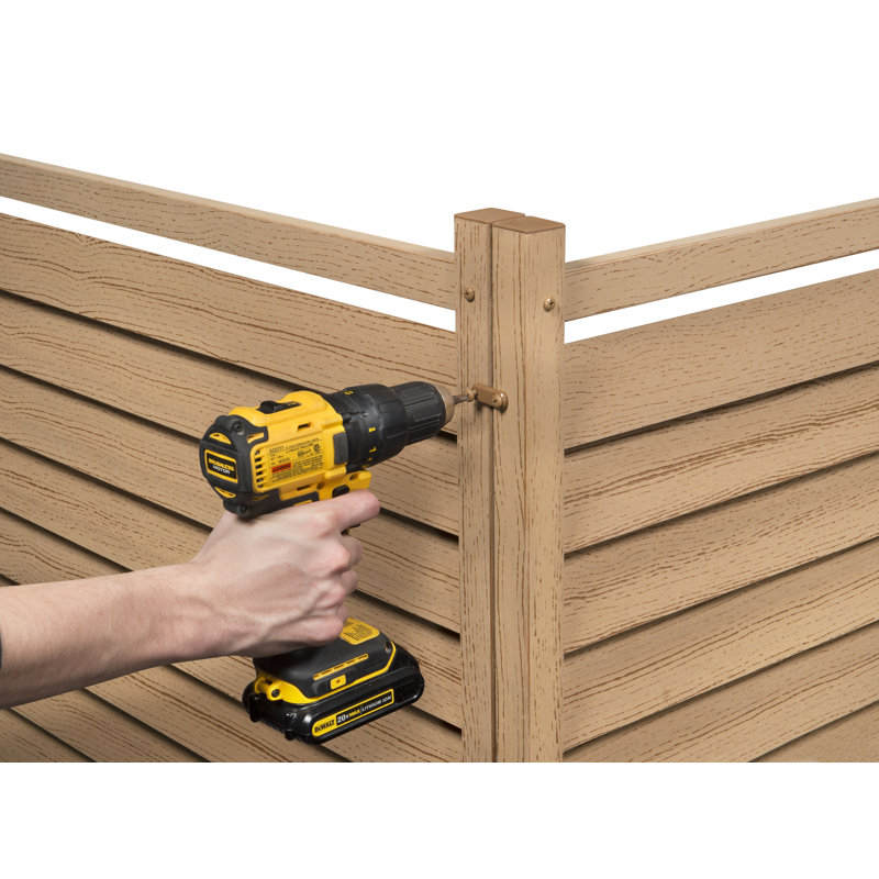 Cedar Color Vinyl Louvered Privacy Screen Panels, 44in H x 36in W