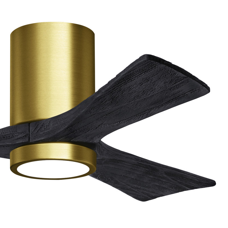 Olivier à 3 pales DEL standard avec ventilateur de plafond et ensemble d'éclairage inclus, Laiton brossé, Noir mat, 42"