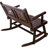 Outdoor Wood Rocking Bench Carbonized Double Rocking Chair For 2 Persons With Wide Curved Seat, Porch Rocker For Porch, Garden, Backyard, Rustic Brown