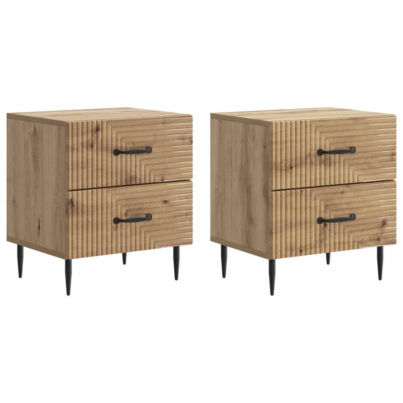 43cm W Manufactured Wood Bedside Table, Artisan Oak