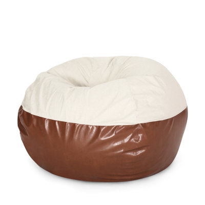 Fauteuil à billes en deux couleurs - beige et café. 52 pouces de profondeur. Confortable et élégant. Housse amovible avec fermeture à glissière. Mousse souple remplissant un sac en tissu brun café. 5 pieds. Housse confortable et lavable. Durable