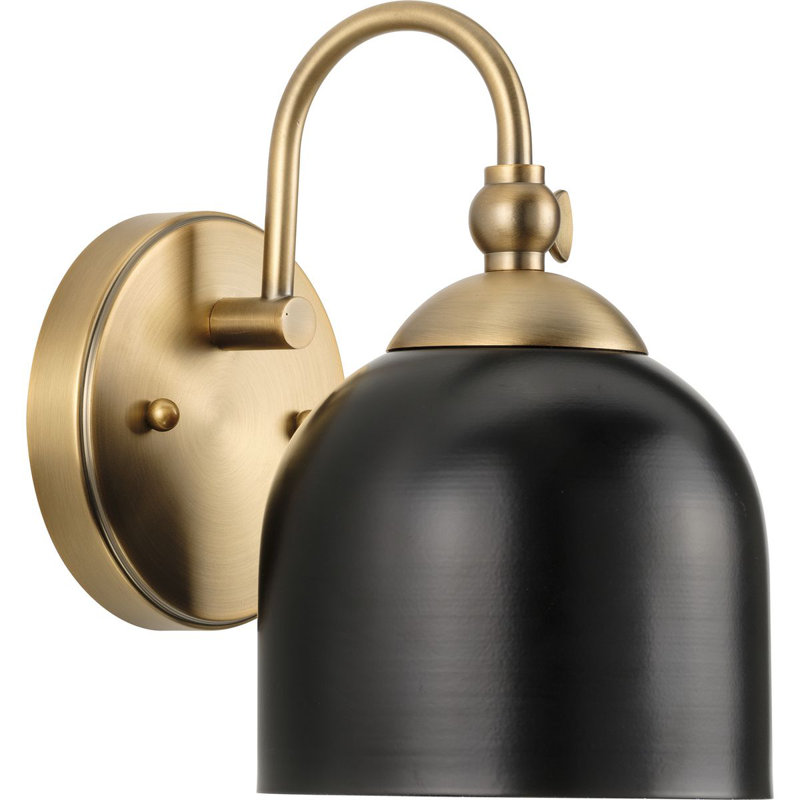 Éclairage pour meuble-lavabo de salle de bain 1 lumière Anitra, Laiton rétro / noir