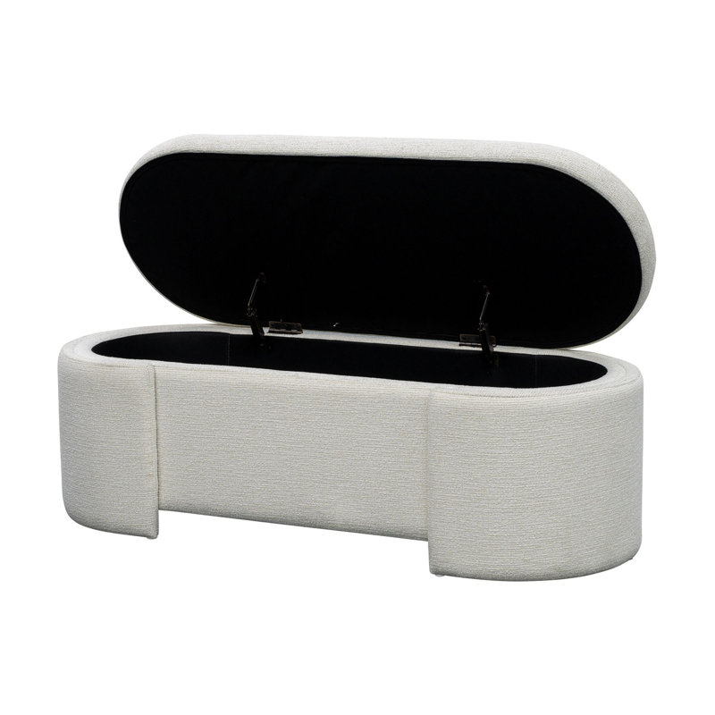 Banc de rangement ovale entièrement rembourré avec couvercle à fermeture en douceur Lily Pond Leslie