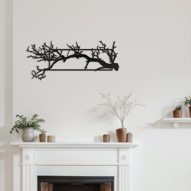 Décoration murale abstraite branche d'arbre silhouette moderne abstrait décoration murale décoration murale suspendue, Noir