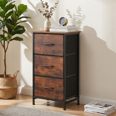 3 Drawer Dresser with Wood Top, Vertical Fabric Dresser for Bedroom and Closet