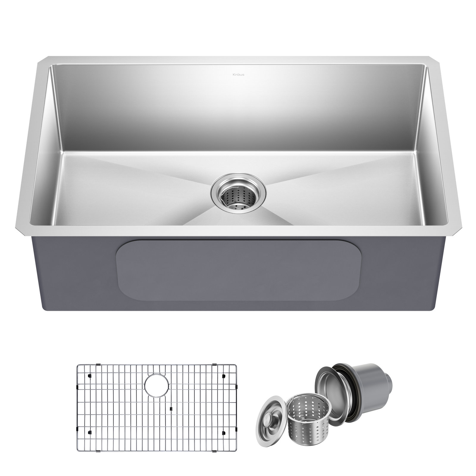 KRAUS Standart PRO™ Undermount 16 Gauge Stainless Steel Kitchen Sink, 10" H x 18" W x 32" L