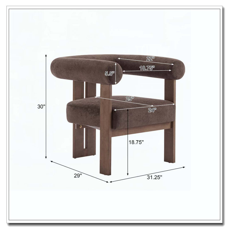 Fauteuil d'appoint rembourré en velours, Marron foncé