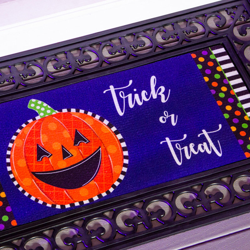 Halloween Patterned Jack-O-Lantern Sassafras Switch 22 in. x 10 in. Non-Slip Outdoor Door Mat