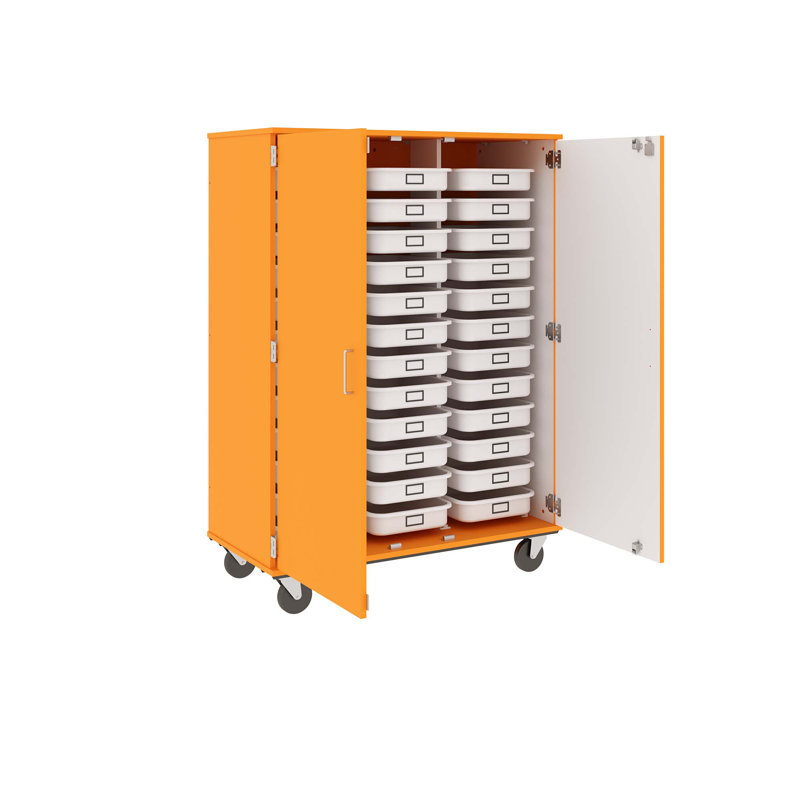 Armoire de rangement à plateau fermé - 36 plateaux et 36 compartiments, Palmeraie orange
