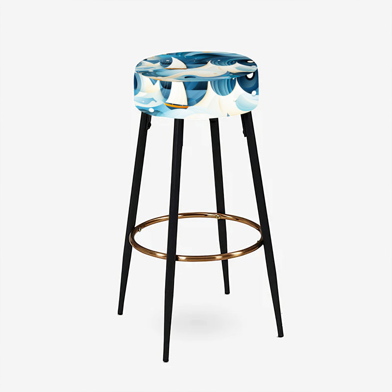 Ensemble de 2 tabourets de bar bleu et blanc Wave