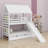Twin Over Twin House Bunk Bed, Bed Frame With Trundle And Slide, Storage Staircase, Roof And Window Design-1931916821