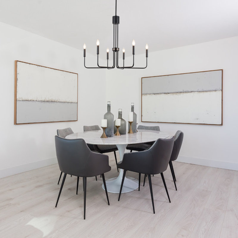 Velleda 6 / 8 - Light Modern Minimalist Candlestick Island Chandelier Transitional Pendant Light for Kitchen Dining Room, 6