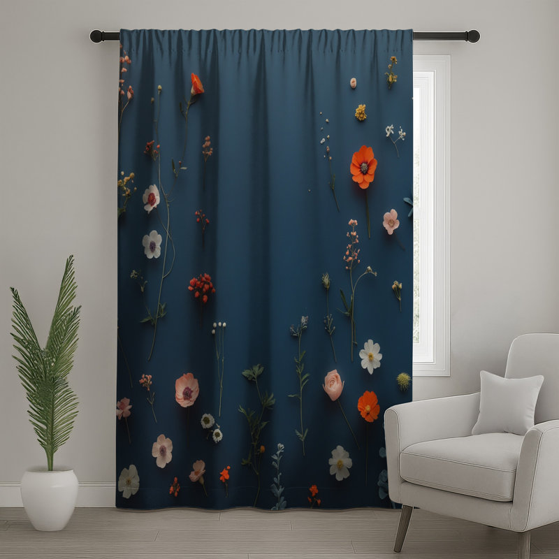Assortiment de rideaux à motif de fleurs sauvages, rideaux transparents et occultant - 1 panneau, 50" x 92" - 1 Panel