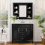 Meuble-lavabo de salle de bain avec lavabo supérieur, armoire à miroir, armoire de rangement moderne avec 2 portes à fermeture douce et 2 tiroirs, meuble-lavabo simple-112897602