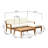 Outdoor L-Shape 3-Piece Acacia Wood Patio Sectional Sofa Set with Waterproof Cushions, Teak and Beige