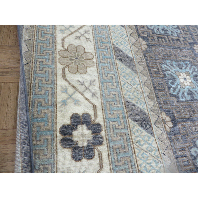 Tapis décoratif en laine de conception unique noué à la main gris/beige/brun 9 pi 10 po x 13 pi 7 po Ezrah