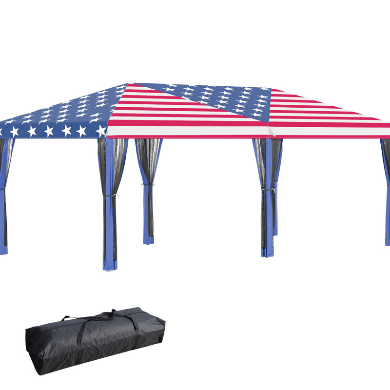 Auvent escamotable 10 'x 20' avec filet - Idéal pour le jardin, les parties de patio