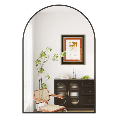 24x36 Inch Arch Mirror, Shatterproof Metal Frame, Modern Vanity Mirror for Bathroom, Bedroom, Living Room