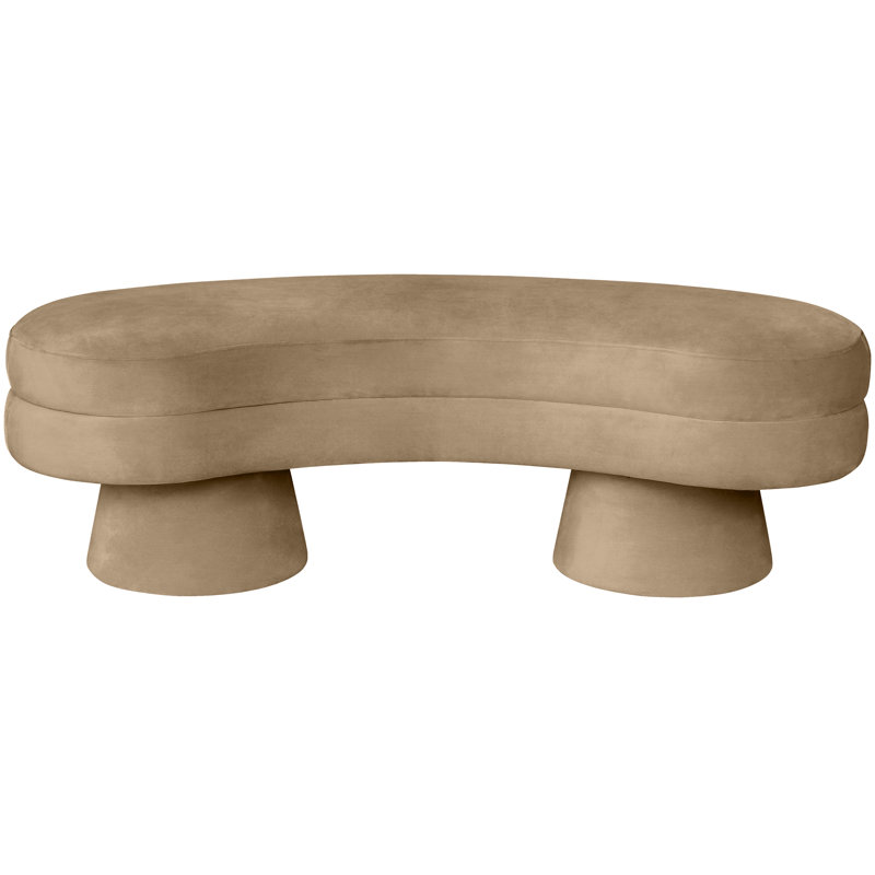 Banc rembourré en velours beige Zenna, Velours beige