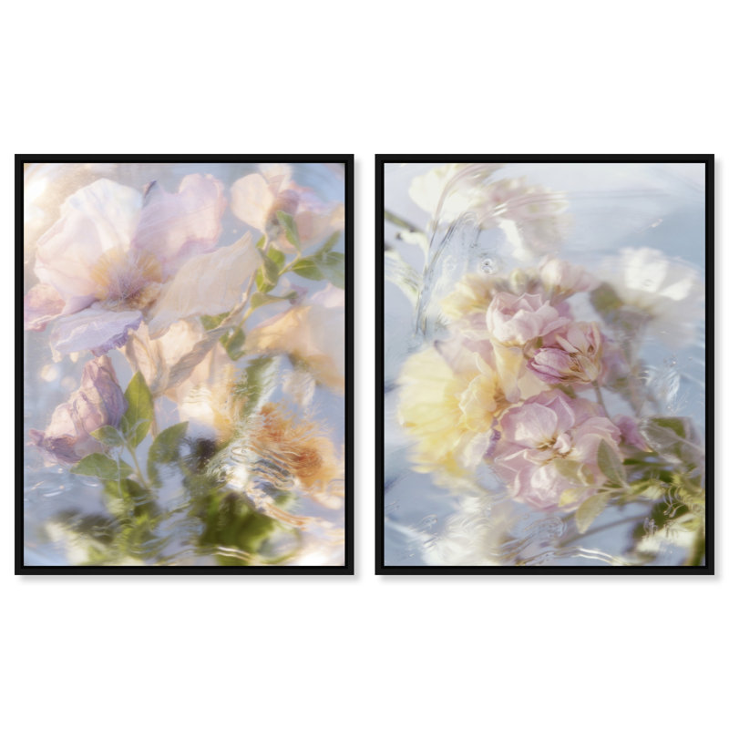 Floral Haze Set Set by Oliver Gal, 21"H x 25"W, Black Floater Frame