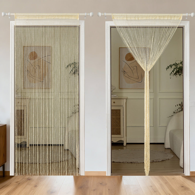 2pcs 39 X 78 Inch Door String Curtain Wall Panel Fringe Window Decorative String Curtain, Beige