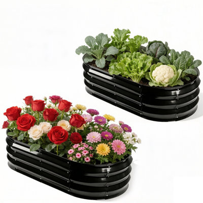 Set of 2 Galvanized Raised Garden Bed