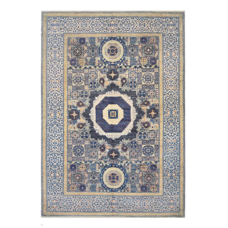 Hand Knotted Wool Area Rug in Silver And White