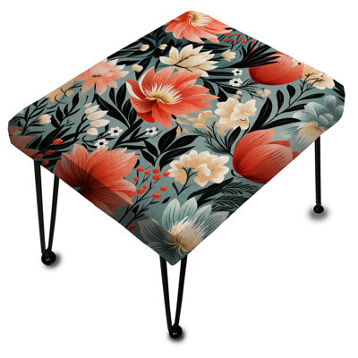 Multicolore Tribal Fusion Floral Motif II - Repose-pieds rectangulaire floral